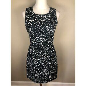 J Crew Sleeveless Green & Black Animal Print Sheath Dress Size 2